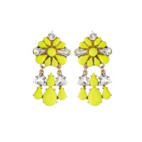 ELOI Neon Yellow Floral Crystal Drop Earrings